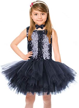 Baby Girls Sequin Tutu Dress Sleeveless Tulle Dresses Unicorn Party Dress with Bow Tie（Black White Pink Rainbow Sequin Dress）