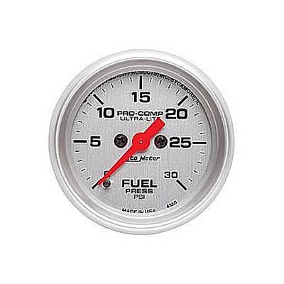 Auto Meter 4360 Ultra-Lite Electric Fuel Pressure Gauge - 2-1/16", 0-30 PSI, Silver Face, Digital Stepper Motor