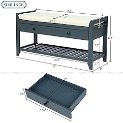 Entryway Storage Bench with Cushioned Seat Shoe