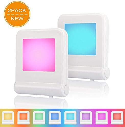 2 Pack Plug in LED Night Lights With Smart Sensor,Showbellia 8-color Changing,Ultra Slim & Energy Efficient Night Lamp for Bedroom,Bathroom,Baby Room,Stairs,Hallway,or Any Dark Room,Better Sleep