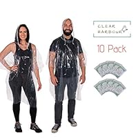Clear Harbour Emergency Disposable Rain Poncho Pack for Adults | Women and Men