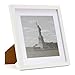 ONE WALL Tempered Glass 11x11 Picture Frame Displays 8x8 Photos with Mat and 11x11 Without Mat, White Wood Frame for Wall Hanging and Tabletop - Mounting Hardware Included