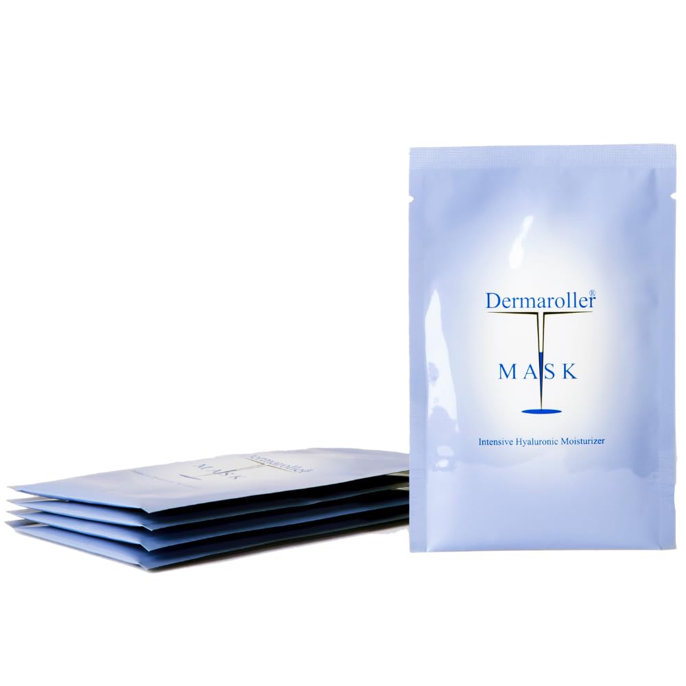 Dermaroller Hyaluronic Acid Face Mask Against Dry Skin - Moisturises, Reduces Wrinkles, Supports Collagen Formation - Pack of 1 (1 x 5 Pieces)