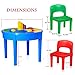 Kids 3-in-1 Multi Activity Table Set - 25 Pieces Jumbo Blocks Compatible Bricks Toy, Play Table Includes 2 Chair and Building Block Table with Storage
