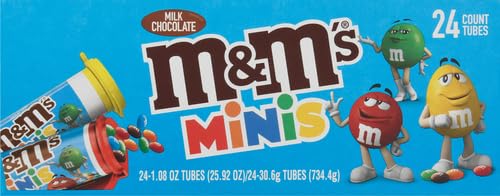 M&M’S MILK CHOCOLATE MINIS SIZE CANDY 1.08-OUNCE TUBE 24-COUNT