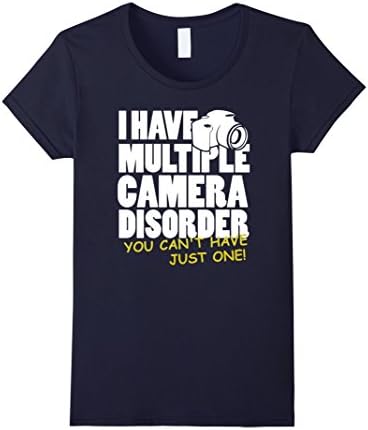Womens I Have Multiple Camera Disorder T-shirt - Funny Tshirt Large Navy