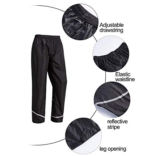 ZITY Men's Rain Suit Waterproof Hooded Rainwear,Windbreaker for Outdoor Black Stripe Large