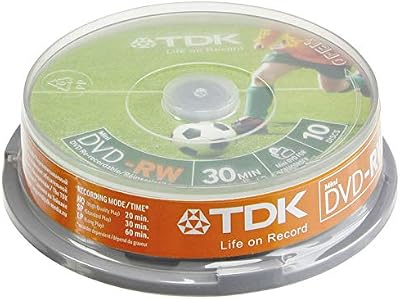 TDK 8cm DVD-RW 1.4GB Camcorder Discs 10 Pack Spindle ScratchProof Rewritable