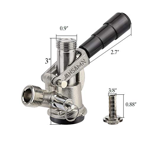 Jansamn Type Kegerator, Sankey D Tap with Stainless Steel Probe, Keg Coupler D System with Black