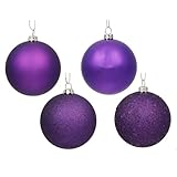 Vickerman 4-Finish Ornament Set, Includes 60 Per Box, 2.4-Inch, Purple
