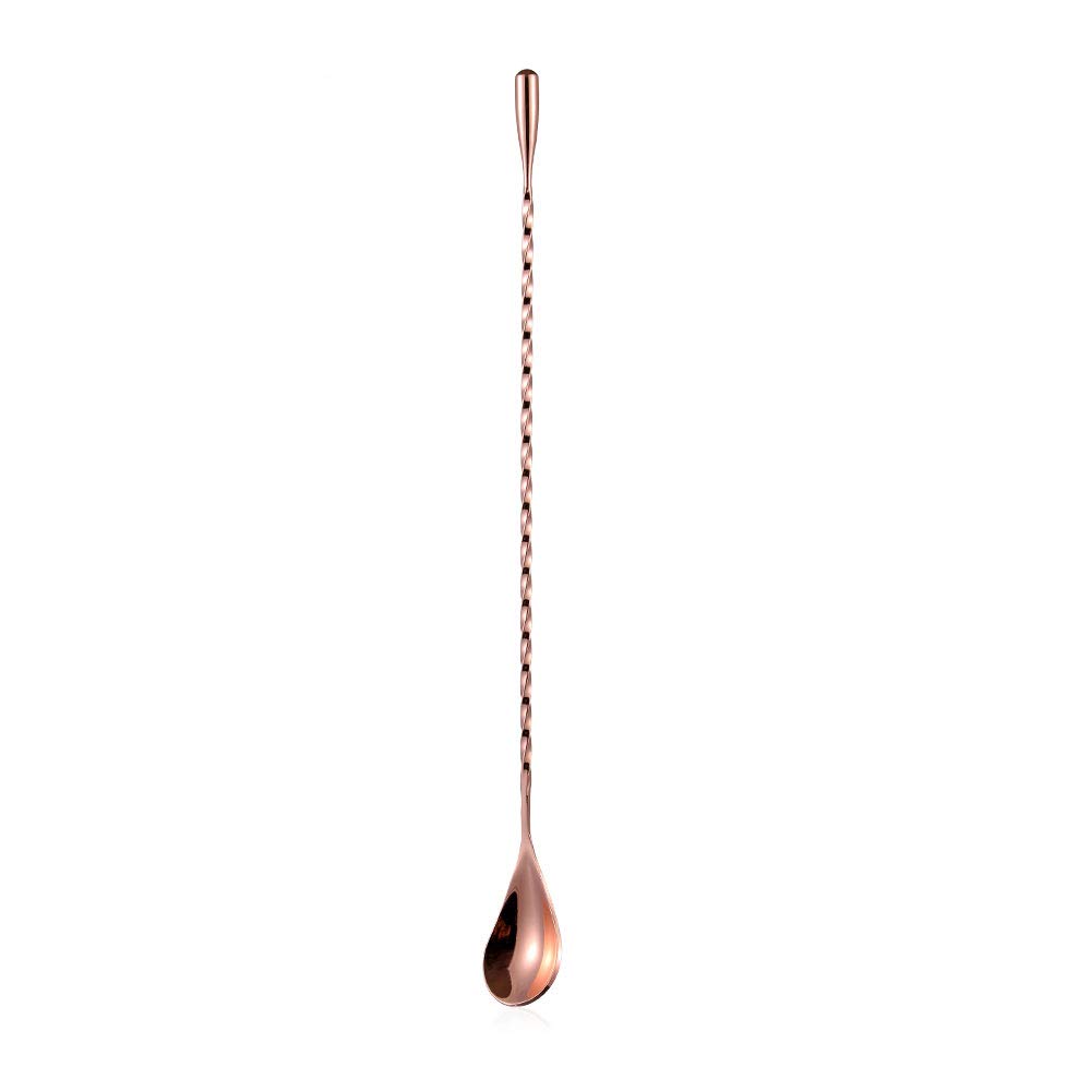 Bar Long Handle Spoons Spiral Stainless Steel Bartender Mixing Spoon Cocktail Shaker Spoon (1Pack- 30cm Rose Gold)