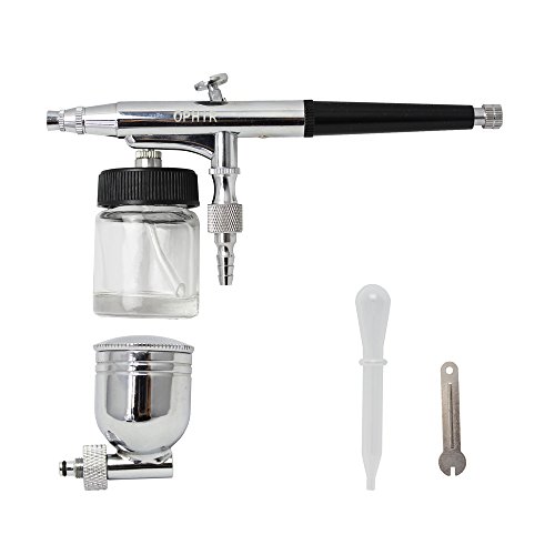 OPHIR 0.3mm Airbrush Spray Paint Air Compressor Kit for Hobby Temporary Tattoo Car Painting (Black)