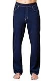 PajamaJeans Men's Straight Leg Knit Denim Jeans in Dark Blue Indigo L