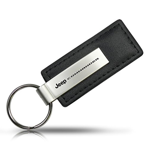 Jeep Commander Black Leather Key Chain