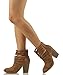 Soda Women's Kelly Cut Out Strappy Stacked Chunky Ankle Bootie
