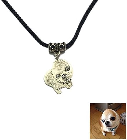 Dog Necklace Dog Tag Dog Photo Necklace Silver Animal Portrait Pendant Necklace Silver Engraved Photo Jewelry Pet Memorial Photo Pendant Necklace Cute Pet Lover Gift Mother's Day Gift Birthday Gift