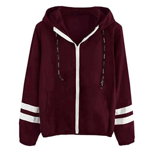 Women Teen Girls Stylish Autumn Spring Striped Lightweight Hooded  Windbreaker Jacket Sports Outdoor Outerwear