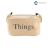 Collapsible Burlap Basket Eco-Friendly Storage Bins Baby Nursery Organizer with Handles Lightweight Box for Food Toys Nursery Clothes Laundry Blankets Pillows Towels Kitchen Closet – 16” x 12” x 8”