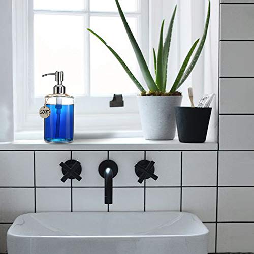image for JASAI 16OZ Cylinder Glass Soap Dispenser with Rust Proof Stainless Ste
