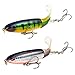 GUFIKY 2-Pack Whopper Plopper Bass Lure 4.0 inch/0.5 oz with Rotating Spins Tail for Trout ，Walleye，Pike and Musky Topwater Floating Fishing Lures with Barb Treble Hooks