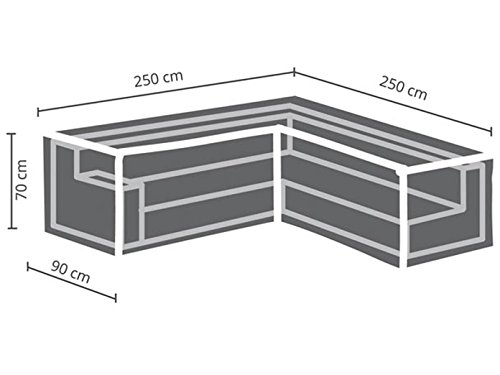 Perel Garden OCLSL250 Schutzhülle Für L-Förmiges Lounge-Set-250 cm, 250 x 90 x 70 cm, Schwarz – Bild 3