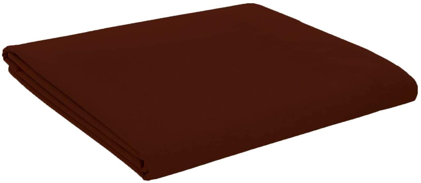 British Home Bedding - Plain Polycotton Percale Flat Bed Sheets - Premium Deluxe Hotel Quality (Chocolate Brown, King)