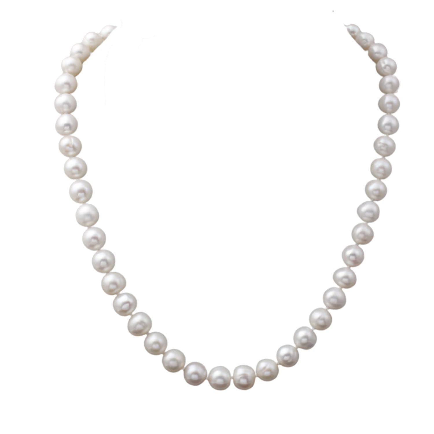 Treasure Bay Womens Pearl Necklace 8-9mm Natural White Freshwater Pearl Necklace For Women and Girls 48cm