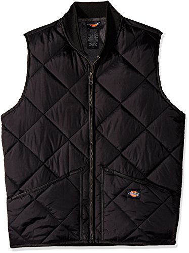 Dickies Men's Diamond Quilted Water Resistant Vest, Black, S