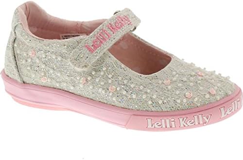 Lelli Kelly Kids Girls Lk9174 Fashion Mary Jane Flats Shoes,Silver Glitter,28