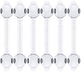 Baby Safety Locks, DUSA Child Proof Cabinets : [UPDATE VERSION] Dual Button Operation, Adjustable Strap, Uses 3M Adhesive For Drawers, Appliances, Toilet Seat, Fridge - (6 - Pack)