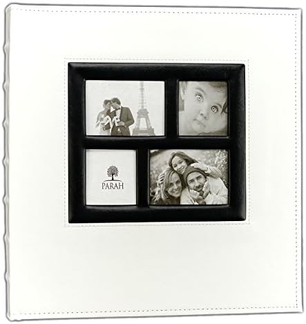 PARAH LIFE Premium 500 Photo - Family Wedding Anniversary Baby Vacation Album Sewn Bonded Leather Book Bound Bi-Directional 500 4x6 Photos 5 Per Page. โ Large Capacity Deluxe Customizable (White)