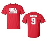 Jacted Up Tees Retro USA Men’s Basketball Jordan # 9 Front & Back Men's T-Shirt SHIPS FROM OHIO USA