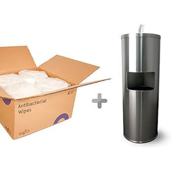 Zogics Antibacterial Wipes 4 Rollscase Stainless Steel Gym Wipes Floor Dispenser With Door