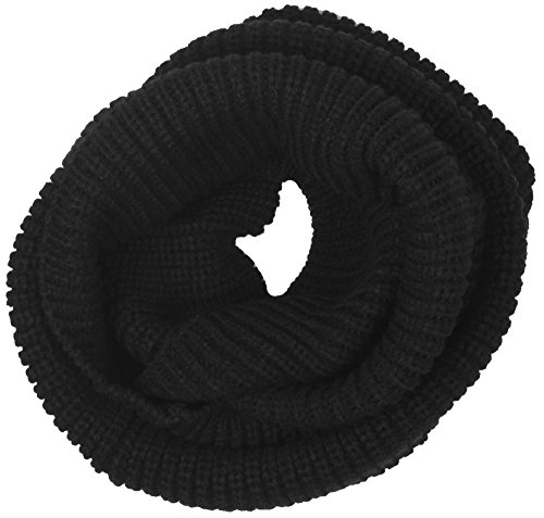 Simplicity Lightweight Solid Color Circle Scarf for Women and Men, Black