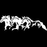 White Running Horses Self-Adhesive Decal Sticker Waterproof Decor for Car Vehicle Personalization Bumper Stickers, Decals
