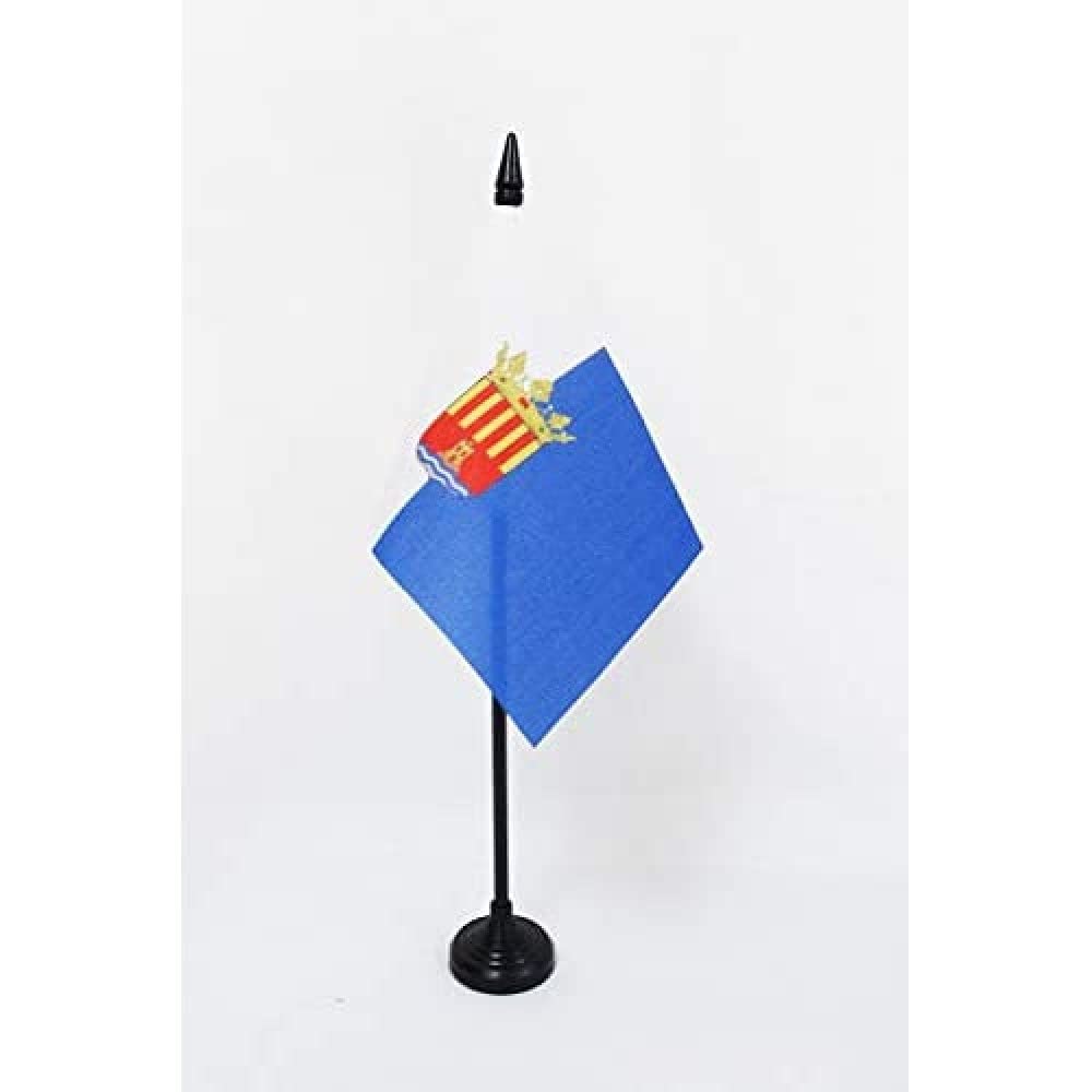 AZ FLAG - Province of Alicante Table Flag 4'' x 6'' - Alicante Office Mini Banner 100% Polyester 15 x 10 cm - Mini Desk Flag with 10'' Pole and Black Plastic Base