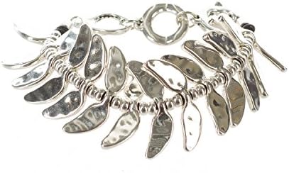 Handmade Fern Frond or Fish Tails or Wings Bracelet Adjustable BRA-59 Silver Plated