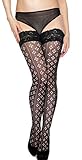 Simplicity Women's Thigh High Thick Fishnet Stockings w/ Lace Patterns