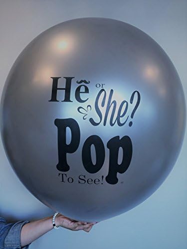 He or She? Pop to See! Gender Reveal Balloon Silver, Gender Reveal,, Sex Reveal