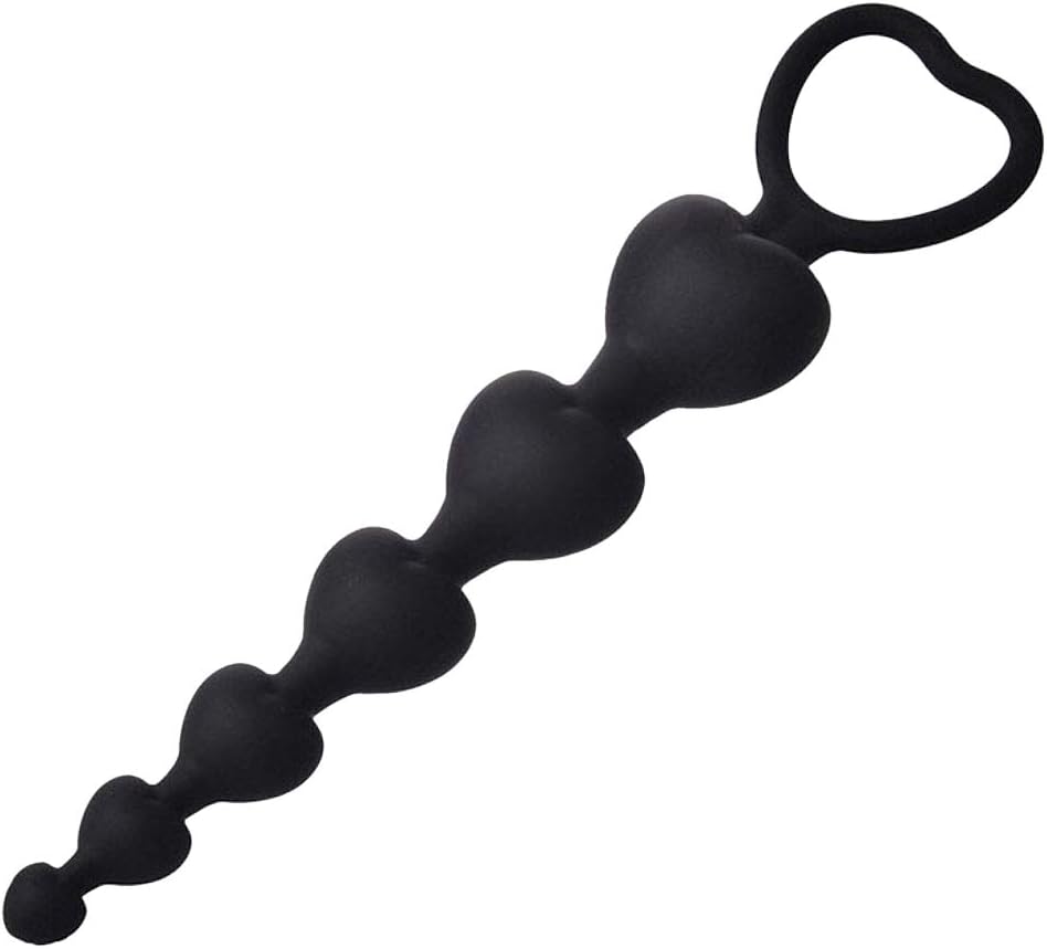 Yhua P'ull Be'ads Heart-Shaped Silicone Six Toys G-Pointer Am'al Pl'vg S'timulot'ion Device