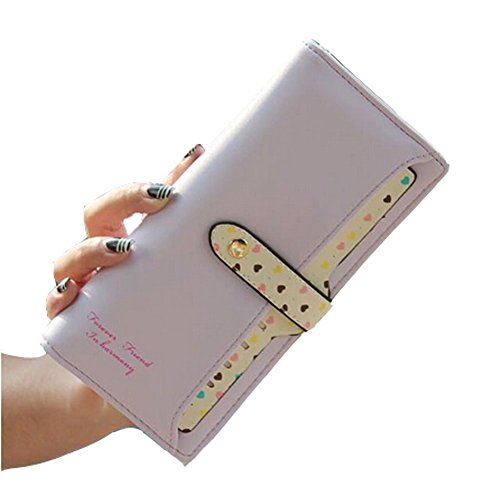 Fashion WomenÂ¡Â¤s Soft Leather Bowknot Clutch Wallet Long PU Card Purse Lovely Handbag(Purple)