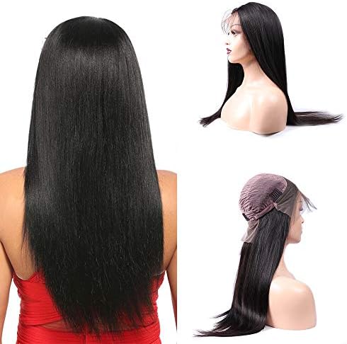 Ucrown Hair Lace Front Wigs Brazilian Straight Human Hair Wigs For Black Women 150% Density Pre Plucked with Baby Hair Natural Black (10inch)