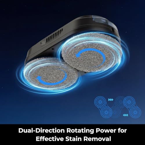 Tosima X1 Window Cleaning Robot, 6400Pa Intelligent Variable Suction, Dual Auto-Spray Smart Window Cleaner with Smart Navigation, Remote Control and Triple Safety, for All Smooth Surfaces, Black