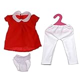 MonkeyJack Red One-piece Dress Leggings Pants Clothes Fit for 17'' Zapf Baby Born Doll