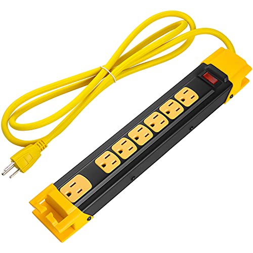 Heavy Duty Power Strip,7 Outlets Metal Power Strip,Outdoor Surge Protector,Industrial Power