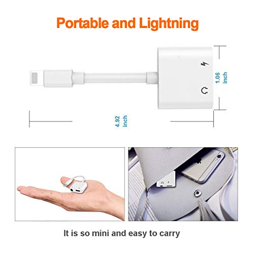 For iPhone 3.5mm Headphone Jack Adapter for iPhone Xs/Xs Max/XR/ 8/8 Plus / 7/7 Plus Headphone Splitter Adapter for iPhone Dongle 2 in 1 Chargers & Audio Connector Charger Cable Support All IOS System