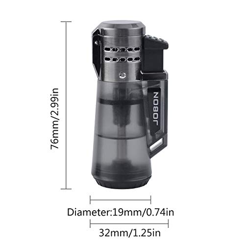 2 Pack Jet Torch Cigar Lighter, New Triple Flame Cigarette Lighter with Butane Refillable and Visible Gas Tank Window