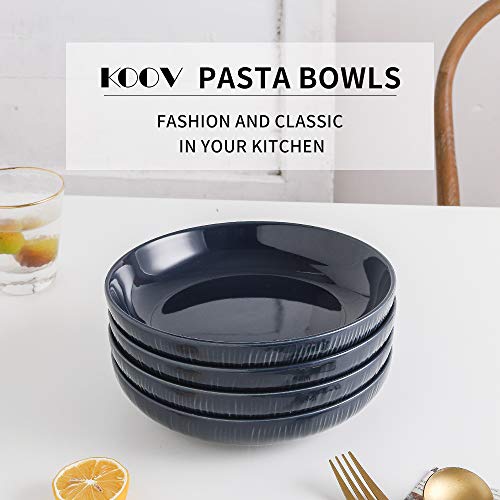 KOOV Ceramic Pasta Bowls Set of 4, 30 OZ Large Salad Bowls Set, Large