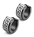 Jstyle Jewelry Stainless Steel Hoop Earrings for Men Women Huggie Earrings Unique Greek Key Black