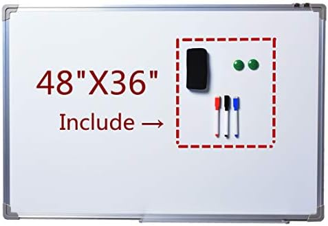 Good Life Dry Erase Whiteboard Magnetic Markers Aluminum Frame Whiteboards for Office Classroom Set (Includes Pen & Pen Tray, Magnets & Eraser) (48" X 36")